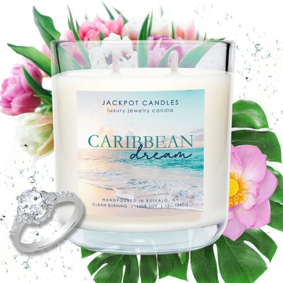Caribbean Dream Double Wick Jewelry Ring Candle - Picture 1 of 2